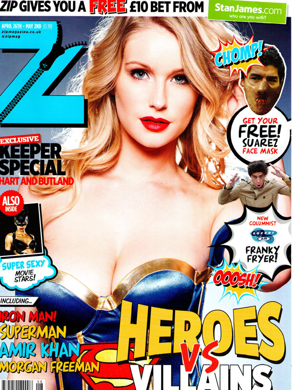 Η Jess Davies topless σουπερ-ηρωίδα στο περιοδικό Zip
